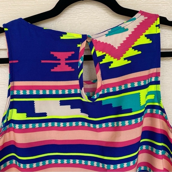 Vanilla Bay Dress‎ 10 Sleeveless Vibrant Aztec Print A Line Knee Length - Picture 5 of 11